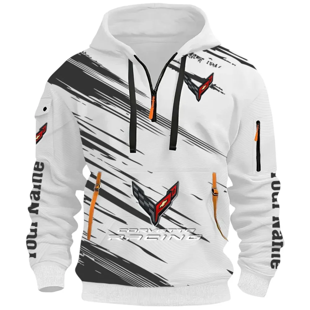 V8 Power Hoodie Half Zip 3D, Adventure-Ready Comfortable Hoodie CAR514 - White - Image 2