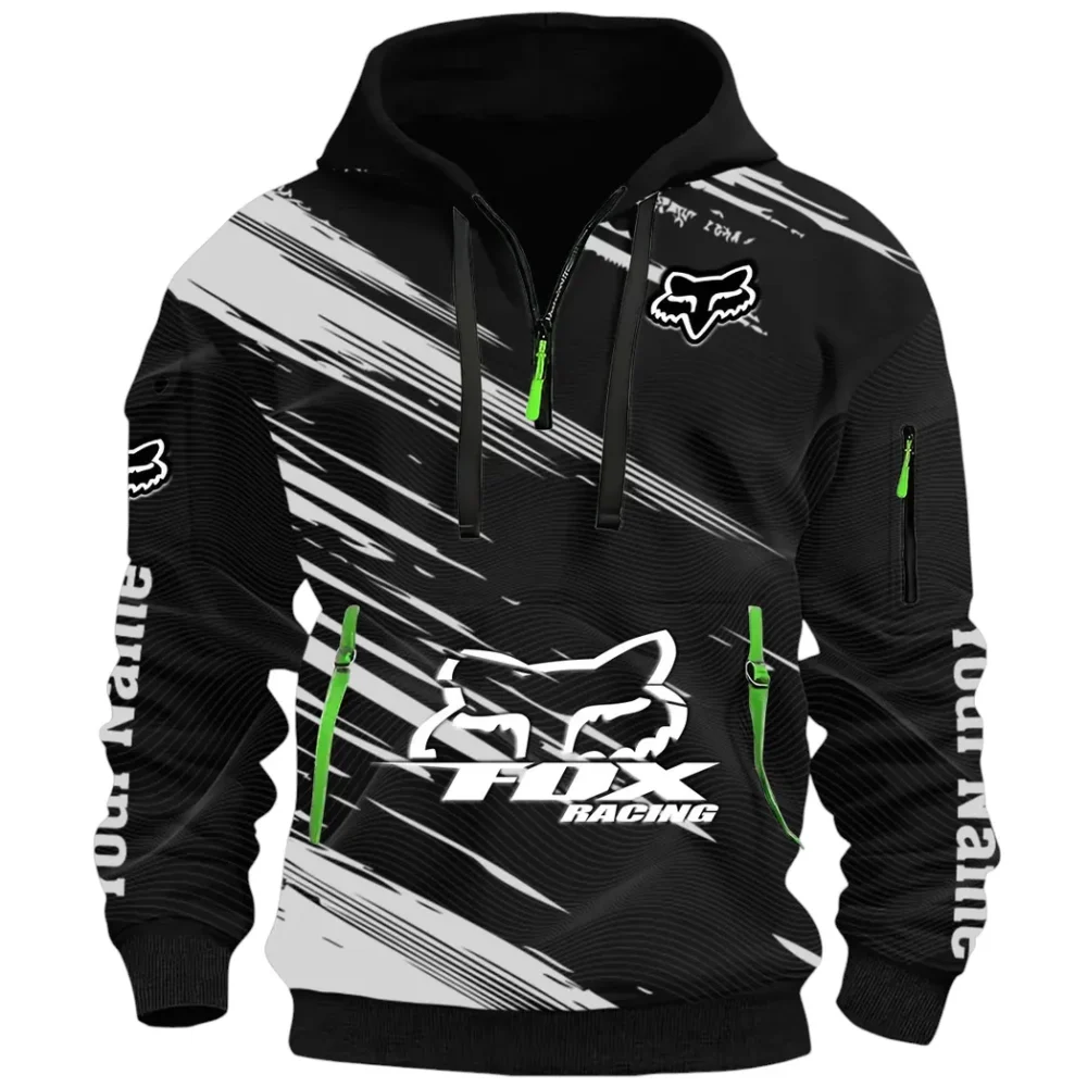 Racing Auto Hoodie Half Zip 3D, Everyday Comfortable Hoodie CAR514 - Black - Image 2