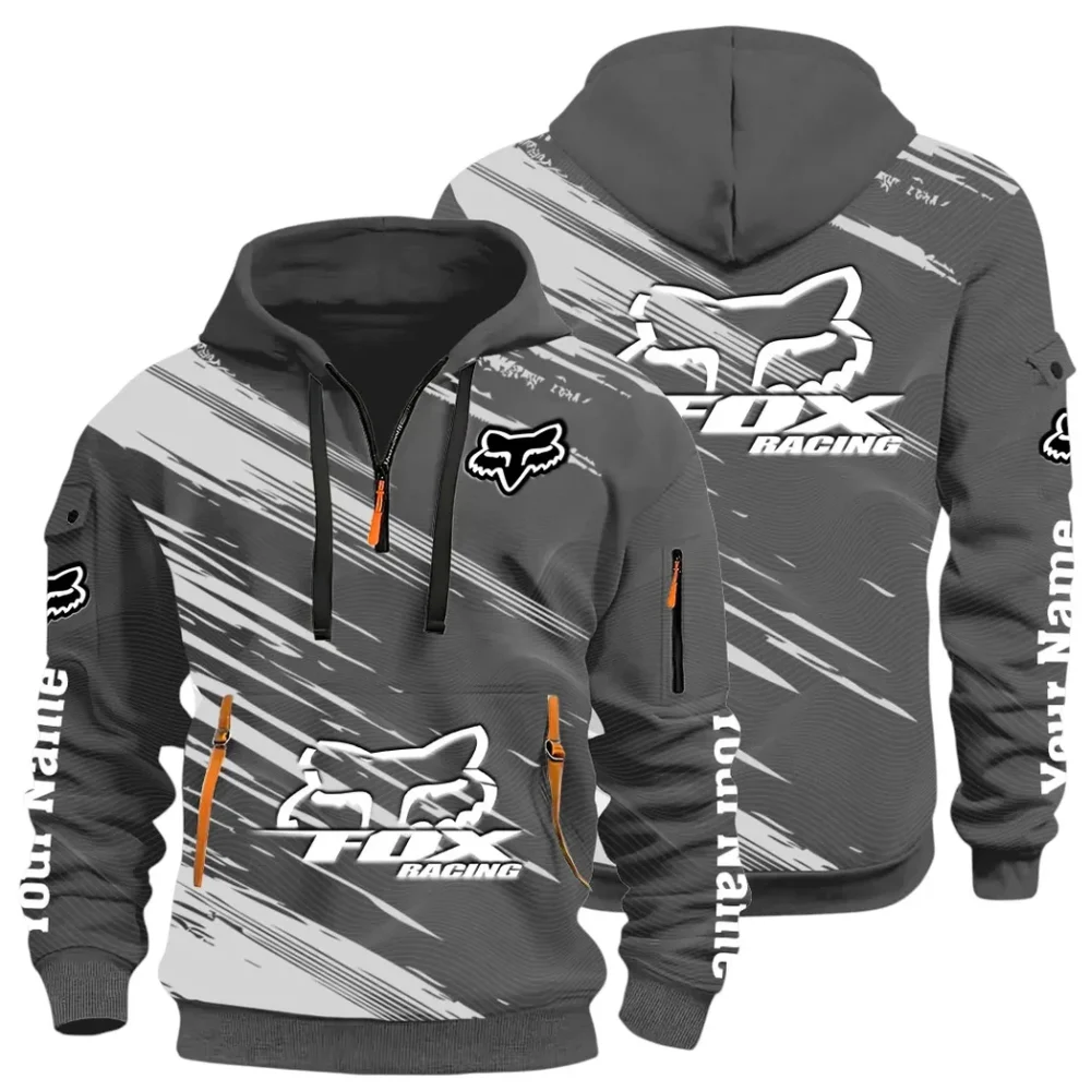 Racing Auto Hoodie Half Zip 3D, Everyday Comfortable Hoodie CAR514 - Dark Gray