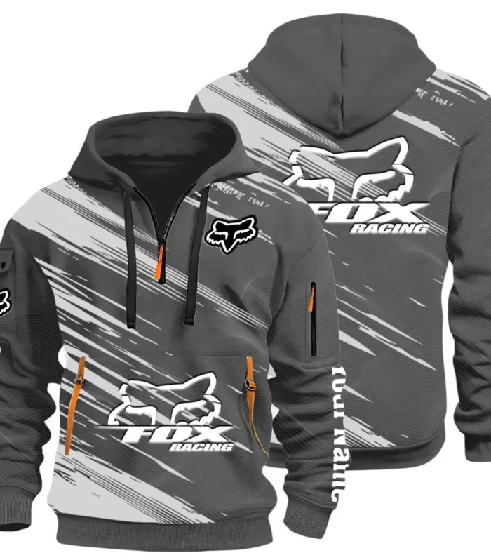Racing Auto Hoodie Half Zip 3D, Everyday Comfortable Hoodie CAR514 - Dark Gray