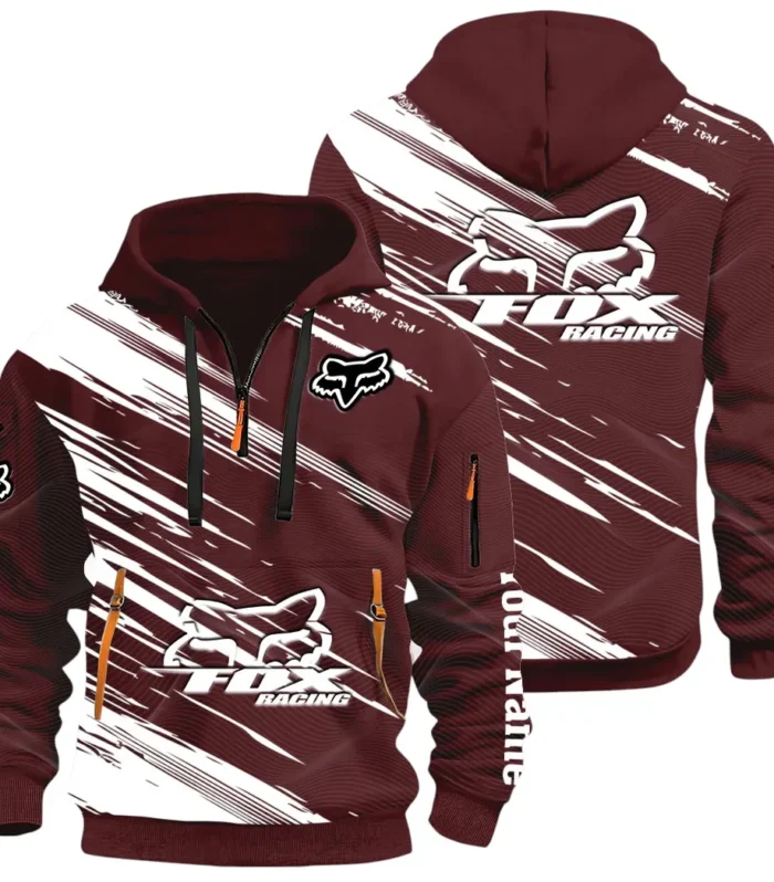 Racing Auto Hoodie Half Zip 3D, Everyday Comfortable Hoodie CAR514 - Dark Red