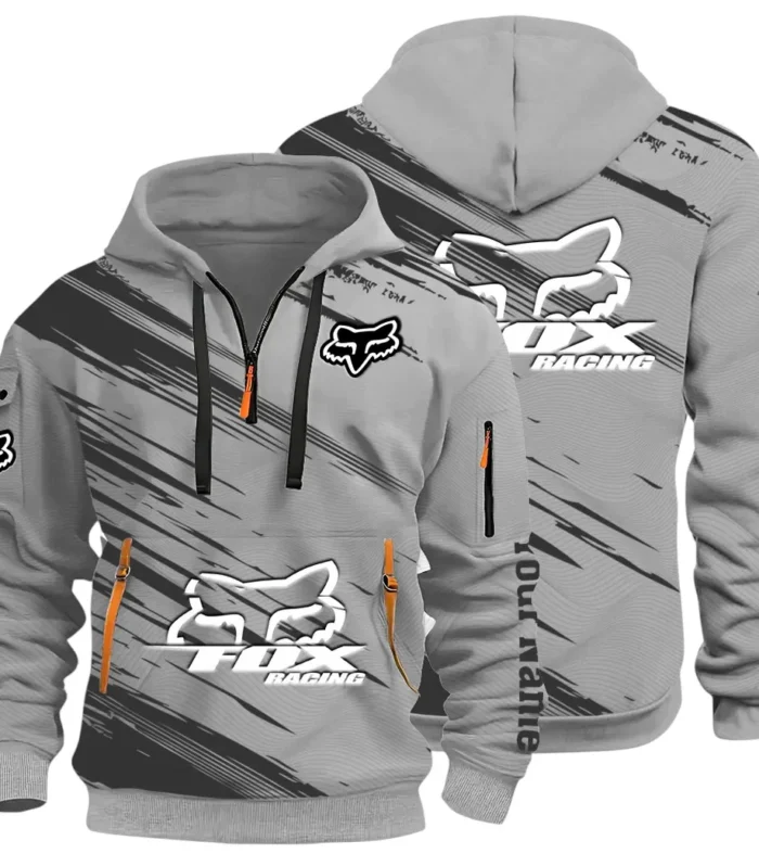 Racing Auto Hoodie Half Zip 3D, Everyday Comfortable Hoodie CAR514 - Gray