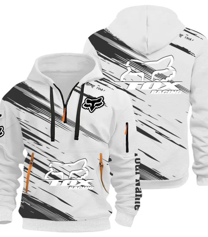 Racing Auto Hoodie Half Zip 3D, Everyday Comfortable Hoodie CAR514 - White