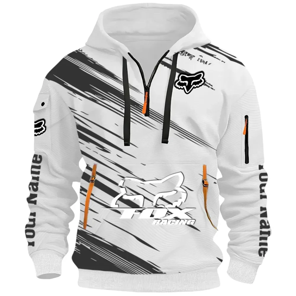 Racing Auto Hoodie Half Zip 3D, Everyday Comfortable Hoodie CAR514 - White - Image 2