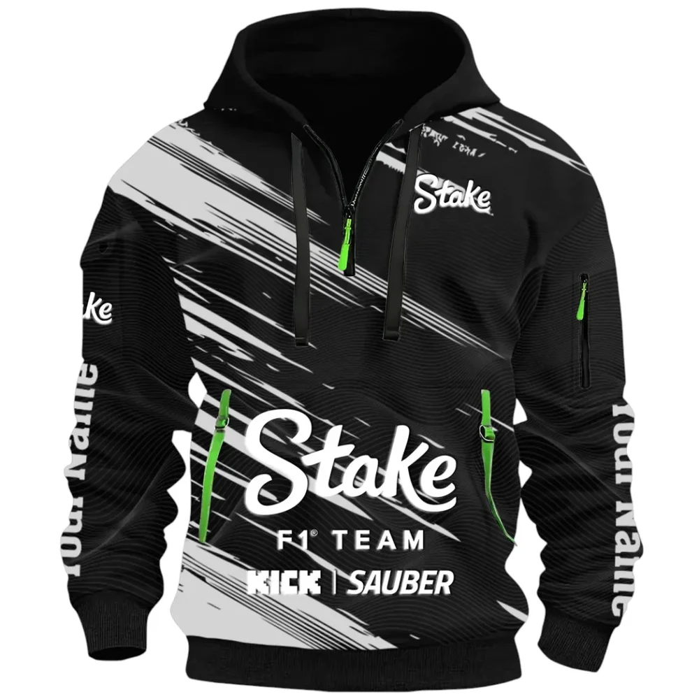 Racing Auto Hoodie Half Zip 3D, Rugged Casual Hoodie CAR514 - Black - Image 2