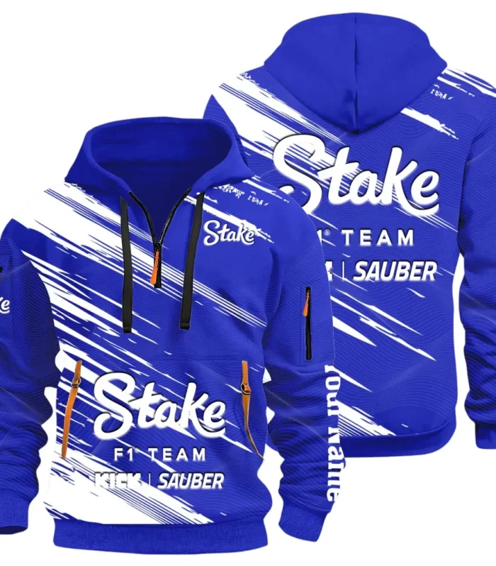 Racing Auto Hoodie Half Zip 3D, Rugged Casual Hoodie CAR514 - Blue
