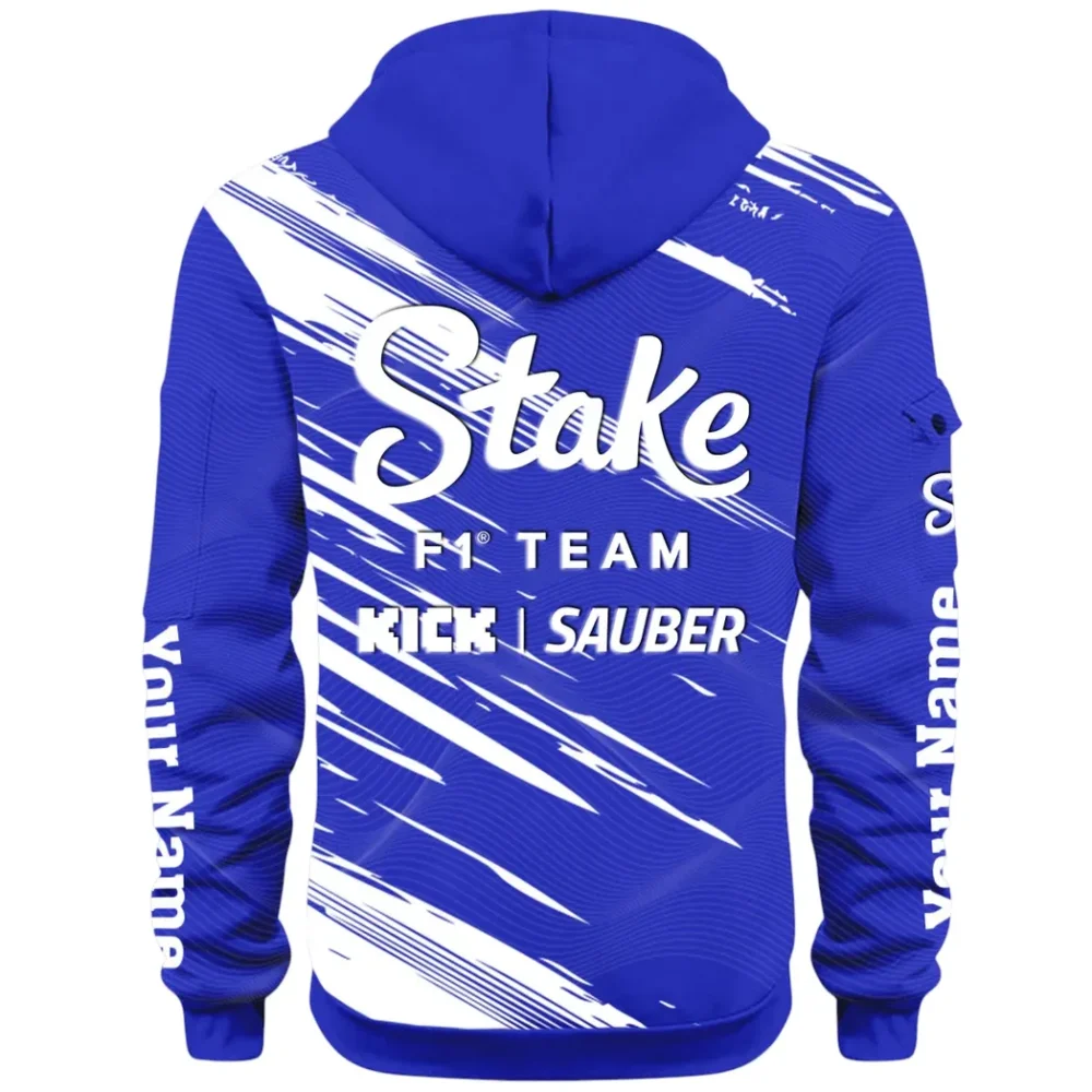 Racing Auto Hoodie Half Zip 3D, Rugged Casual Hoodie CAR514 - Blue - Image 3