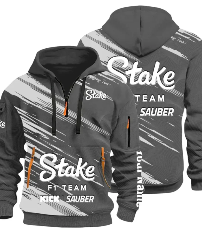 Racing Auto Hoodie Half Zip 3D, Rugged Casual Hoodie CAR514 - Dark Gray