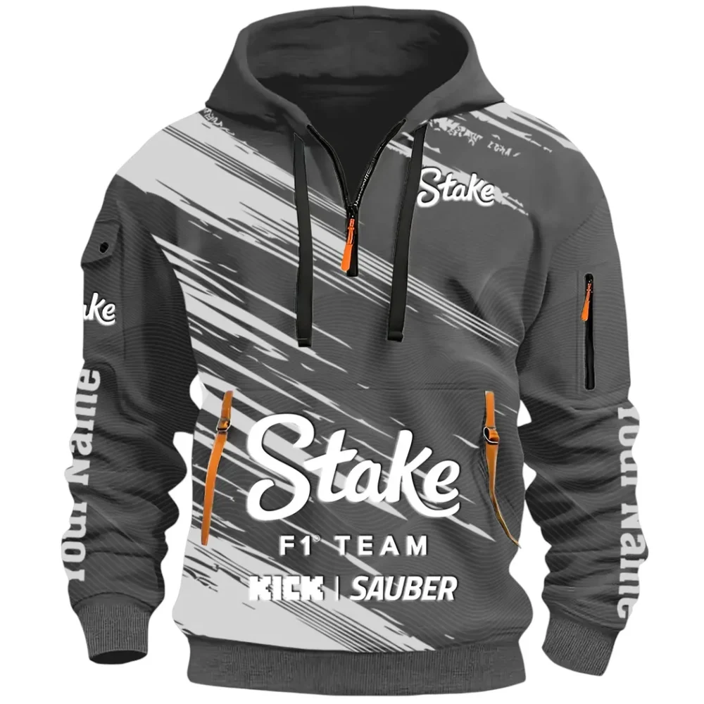 Racing Auto Hoodie Half Zip 3D, Rugged Casual Hoodie CAR514 - Dark Gray - Image 2