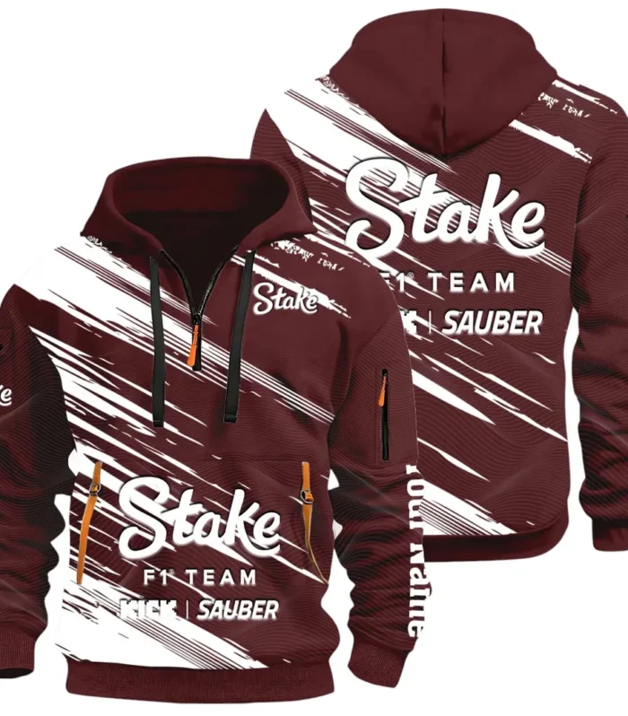 Racing Auto Hoodie Half Zip 3D, Rugged Casual Hoodie CAR514 - Dark Red