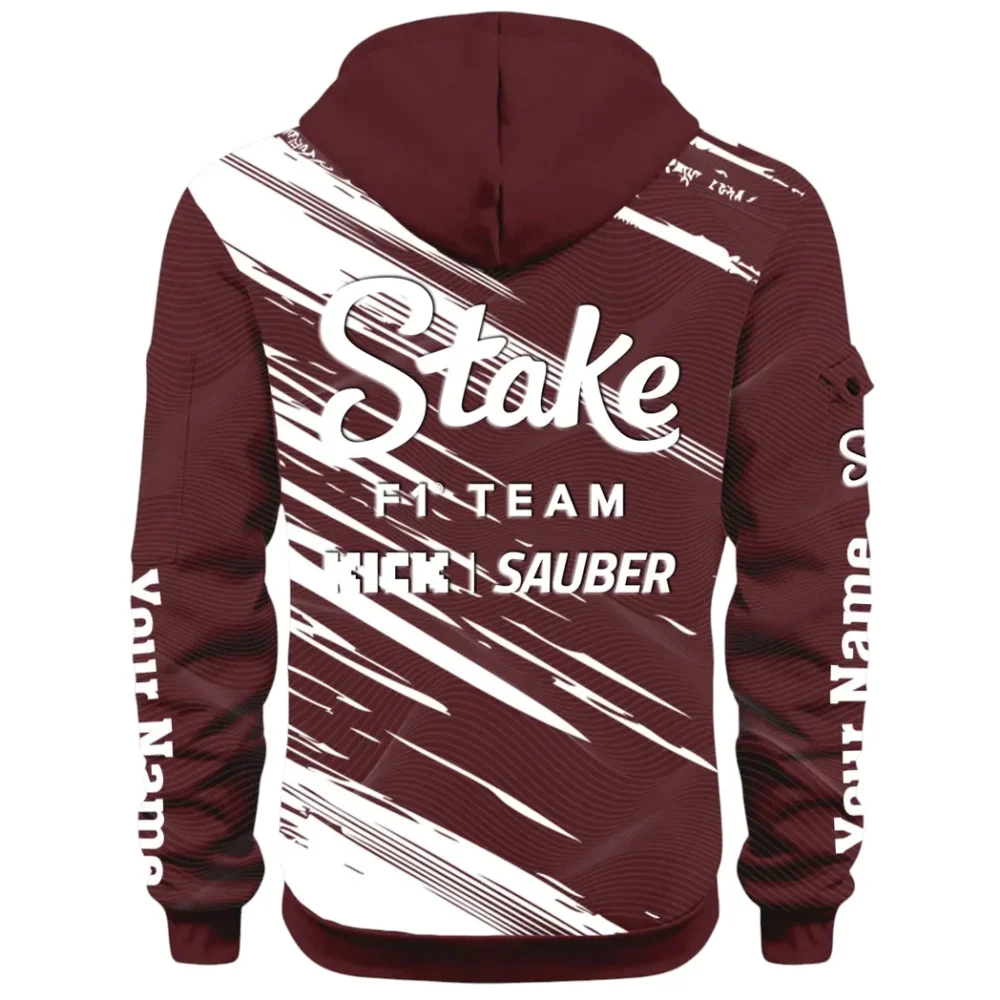 Racing Auto Hoodie Half Zip 3D, Rugged Casual Hoodie CAR514 - Dark Red - Image 3