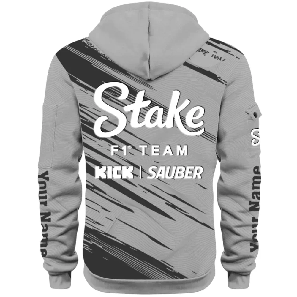 Racing Auto Hoodie Half Zip 3D, Rugged Casual Hoodie CAR514 - Gray - Image 3