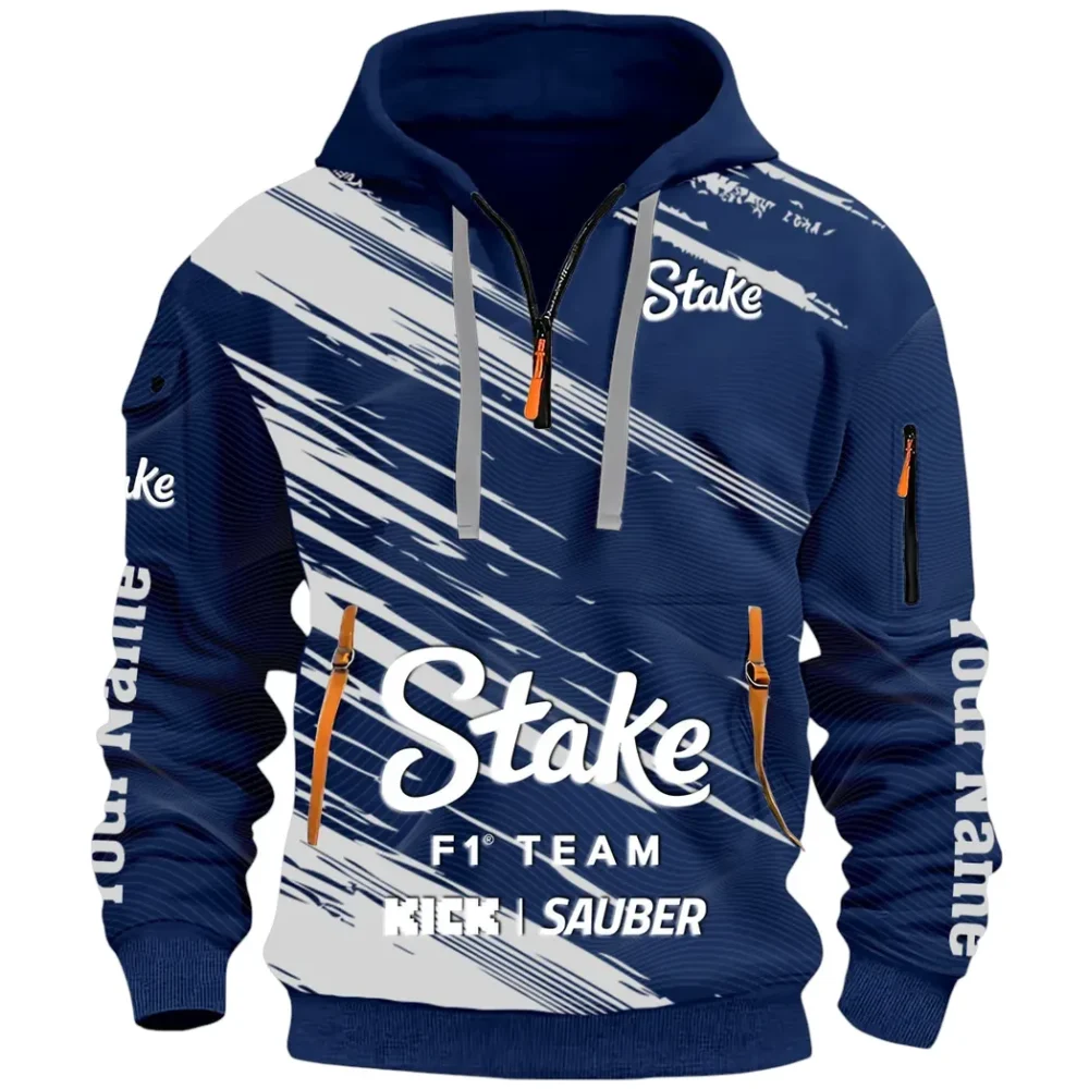 Racing Auto Hoodie Half Zip 3D, Rugged Casual Hoodie CAR514 - Navy - Image 2