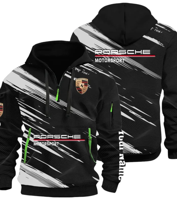 Turbo Sports Car Hoodie Half Zip 3D, Adventure-Ready Streetwear CAR514 - Black