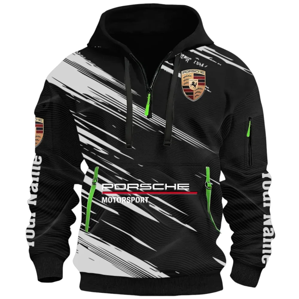 Turbo Sports Car Hoodie Half Zip 3D, Adventure-Ready Streetwear CAR514 - Black - Image 2