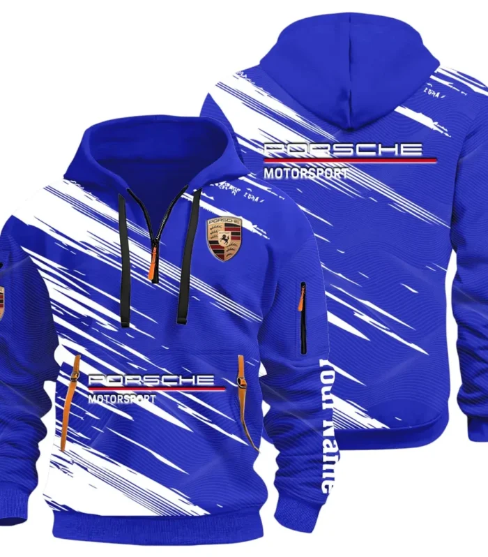 Turbo Sports Car Hoodie Half Zip 3D, Adventure-Ready Streetwear CAR514 - Blue