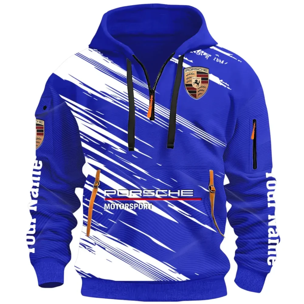 Turbo Sports Car Hoodie Half Zip 3D, Adventure-Ready Streetwear CAR514 - Blue - Image 2