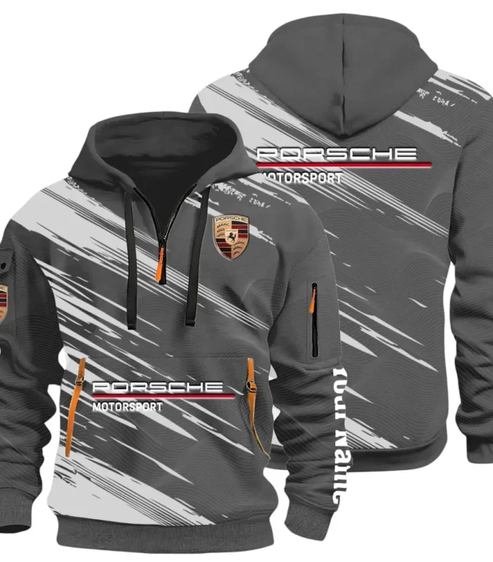Turbo Sports Car Hoodie Half Zip 3D, Adventure-Ready Streetwear CAR514 - Dark Gray