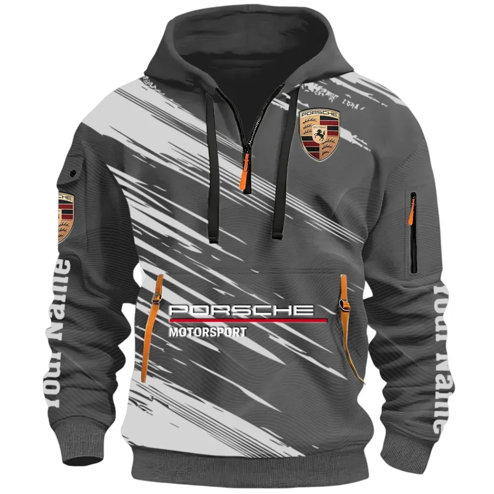 Turbo Sports Car Hoodie Half Zip 3D, Adventure-Ready Streetwear CAR514 - Dark Gray - Image 2