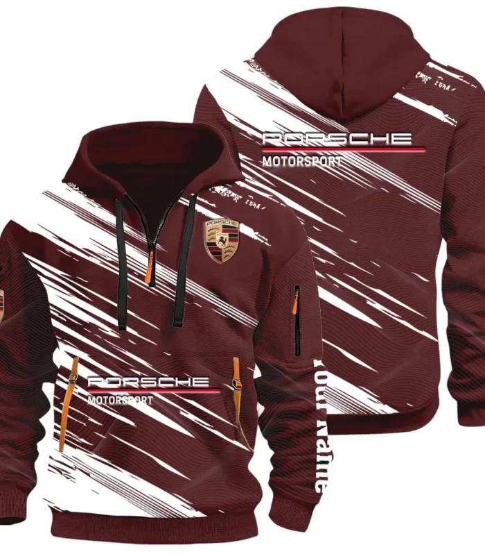 Turbo Sports Car Hoodie Half Zip 3D, Adventure-Ready Streetwear CAR514 - Dark Red