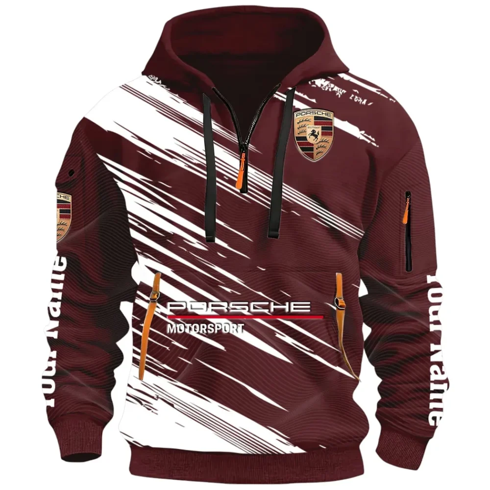 Turbo Sports Car Hoodie Half Zip 3D, Adventure-Ready Streetwear CAR514 - Dark Red - Image 2
