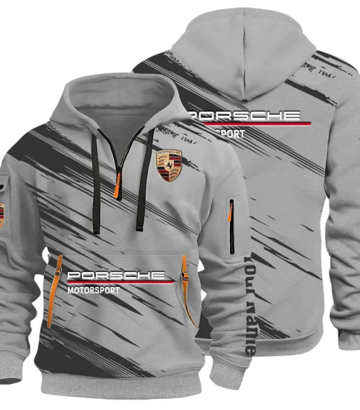 Turbo Sports Car Hoodie Half Zip 3D, Adventure-Ready Streetwear CAR514 - Gray
