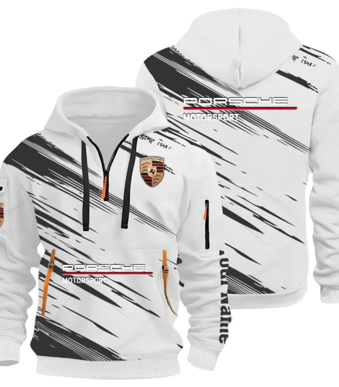Turbo Sports Car Hoodie Half Zip 3D, Adventure-Ready Streetwear CAR514 - White