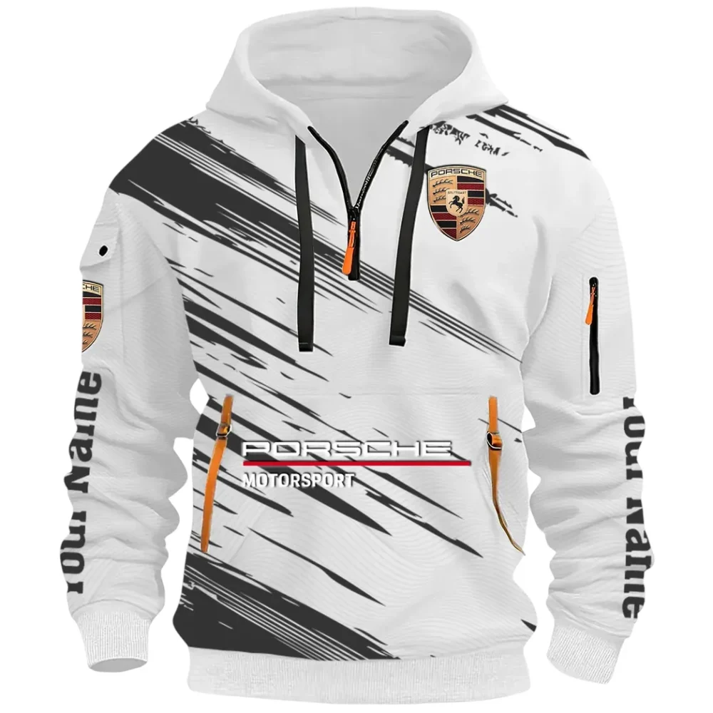 Turbo Sports Car Hoodie Half Zip 3D, Adventure-Ready Streetwear CAR514 - White - Image 2