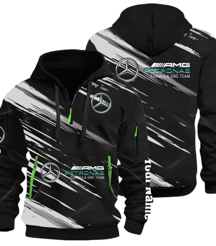 Racing Spirit Hoodie Half Zip 3D, Rugged Casual Hoodie CAR514 - Black