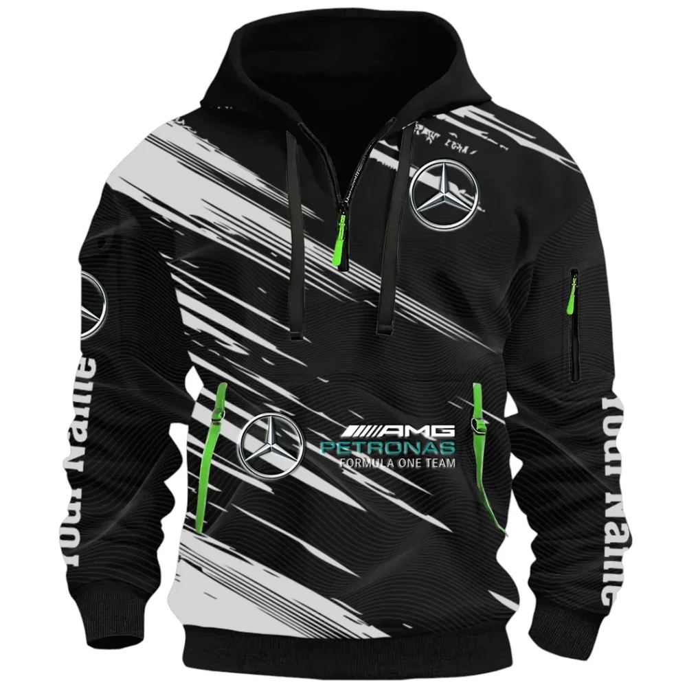 Racing Spirit Hoodie Half Zip 3D, Rugged Casual Hoodie CAR514 - Black - Image 2