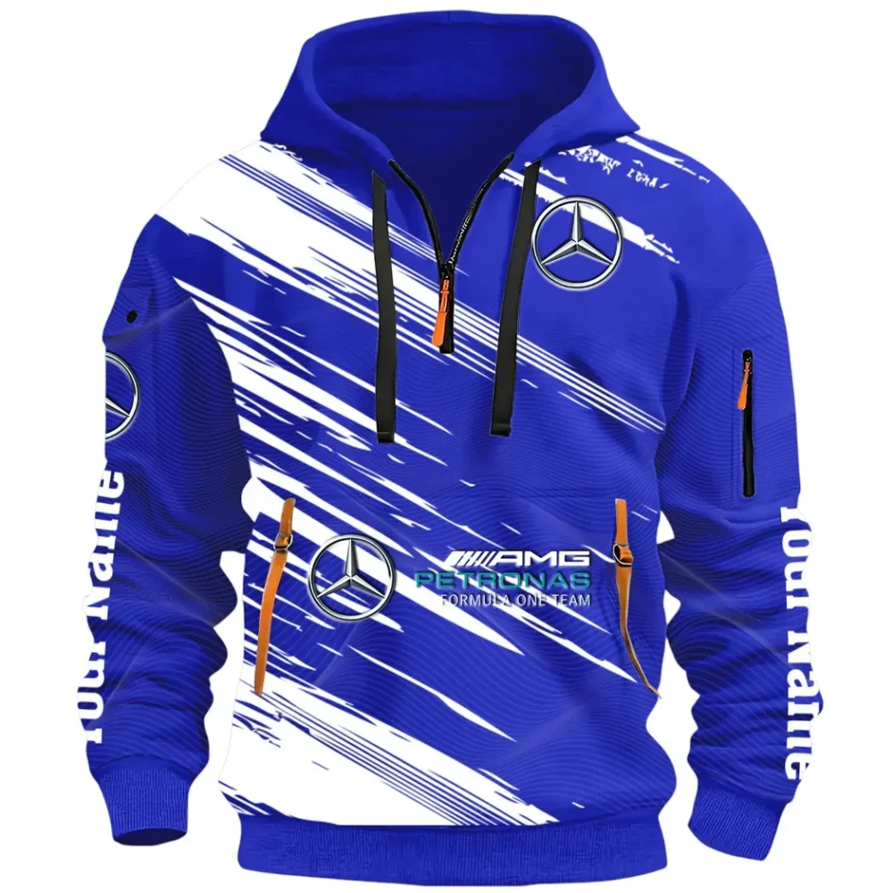Racing Spirit Hoodie Half Zip 3D, Rugged Casual Hoodie CAR514 - Blue - Image 2
