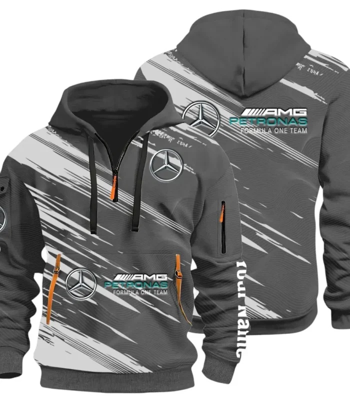 Racing Spirit Hoodie Half Zip 3D, Rugged Casual Hoodie CAR514 - Dark Gray