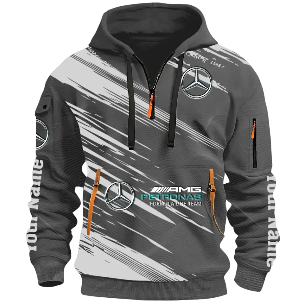 Racing Spirit Hoodie Half Zip 3D, Rugged Casual Hoodie CAR514 - Dark Gray - Image 2