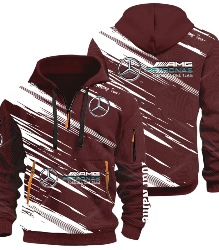 Racing Spirit Hoodie Half Zip 3D, Rugged Casual Hoodie CAR514 - Dark Red