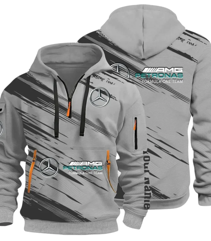 Racing Spirit Hoodie Half Zip 3D, Rugged Casual Hoodie CAR514 - Gray