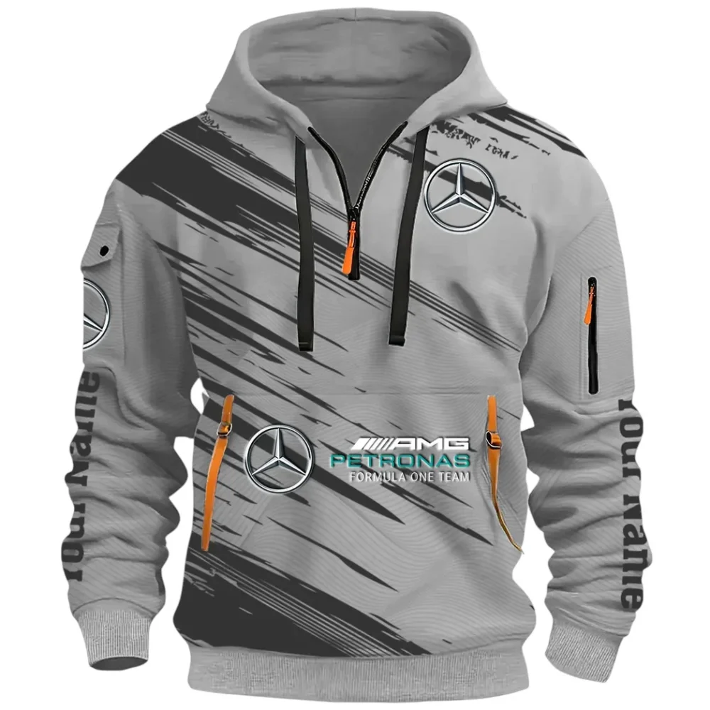 Racing Spirit Hoodie Half Zip 3D, Rugged Casual Hoodie CAR514 - Gray - Image 2