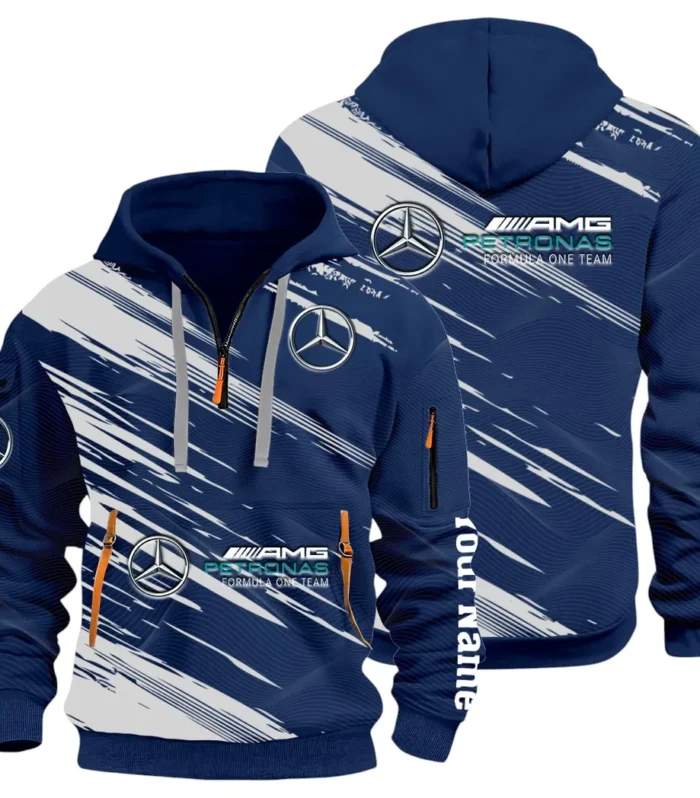 Racing Spirit Hoodie Half Zip 3D, Rugged Casual Hoodie CAR514 - Navy
