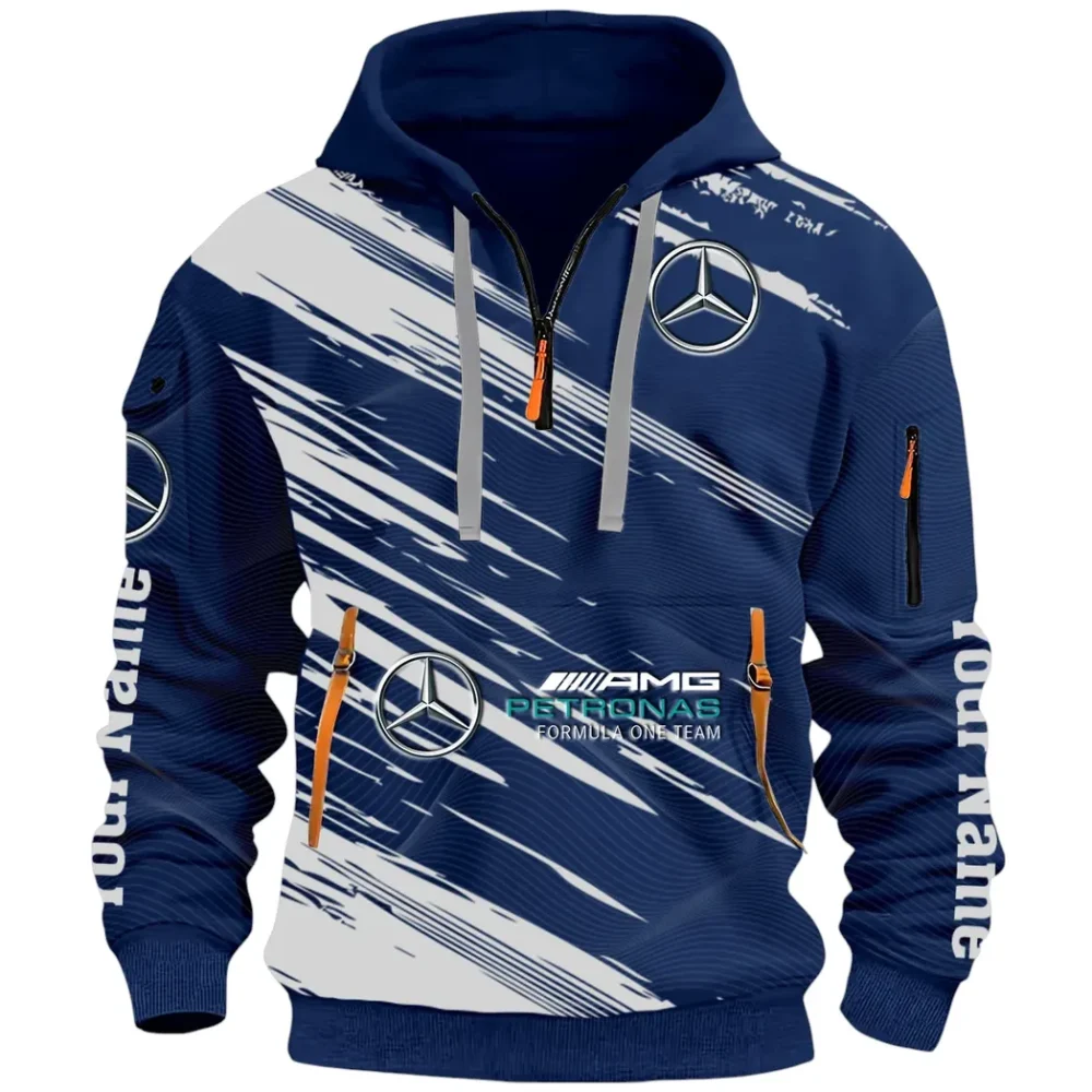 Racing Spirit Hoodie Half Zip 3D, Rugged Casual Hoodie CAR514 - Navy - Image 2