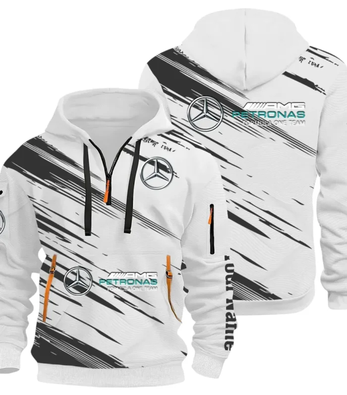 Racing Spirit Hoodie Half Zip 3D, Rugged Casual Hoodie CAR514 - White