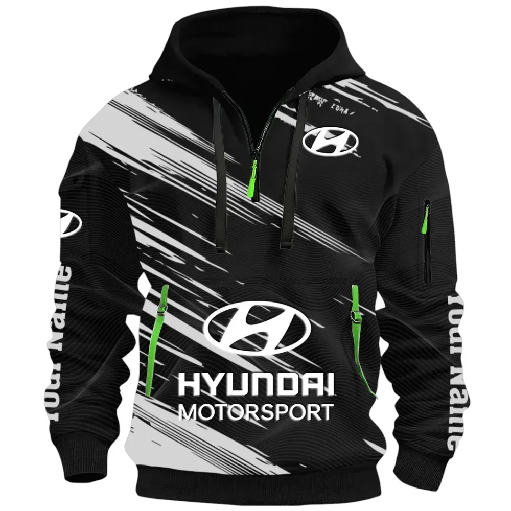 Sedan Hoodie Half Zip 3D, Streetwear Casual Look Outfit CAR514 - Black - Image 2