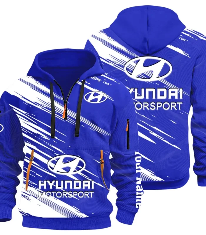 Sedan Hoodie Half Zip 3D, Streetwear Casual Look Outfit CAR514 - Blue