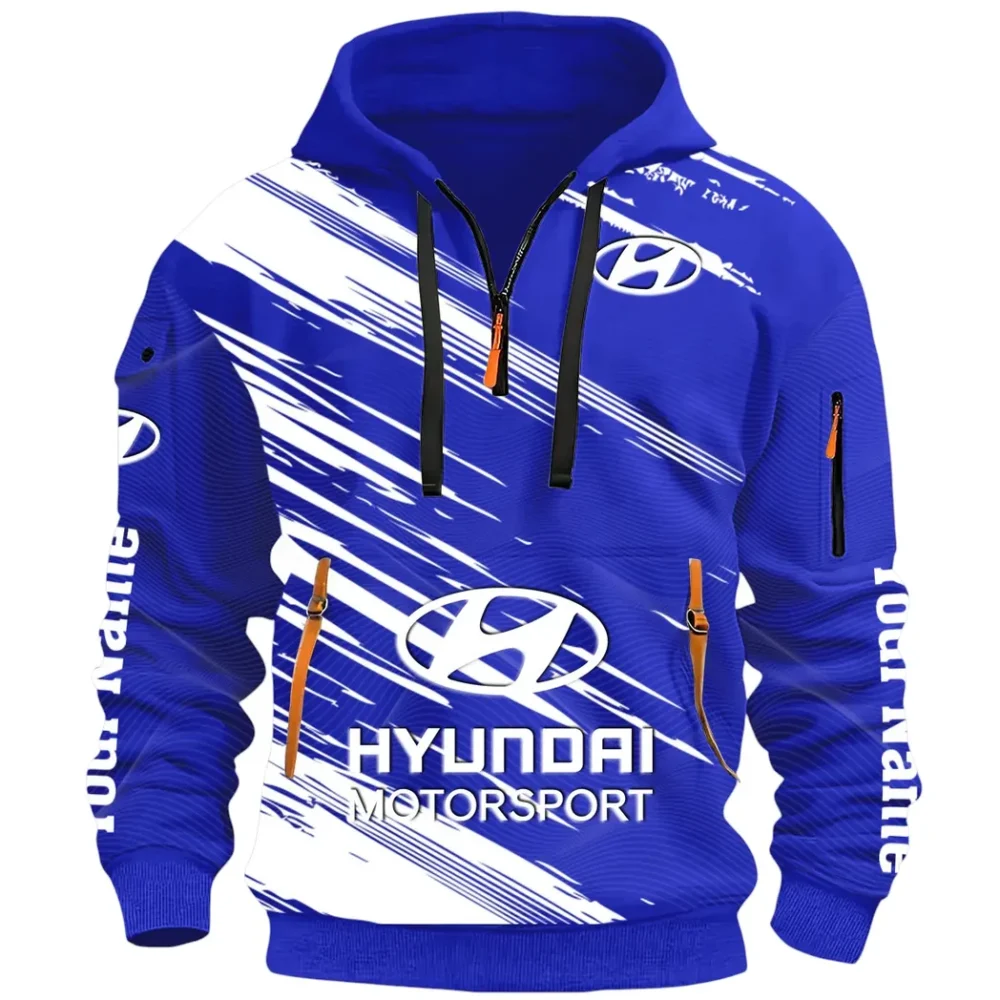 Sedan Hoodie Half Zip 3D, Streetwear Casual Look Outfit CAR514 - Blue - Image 2