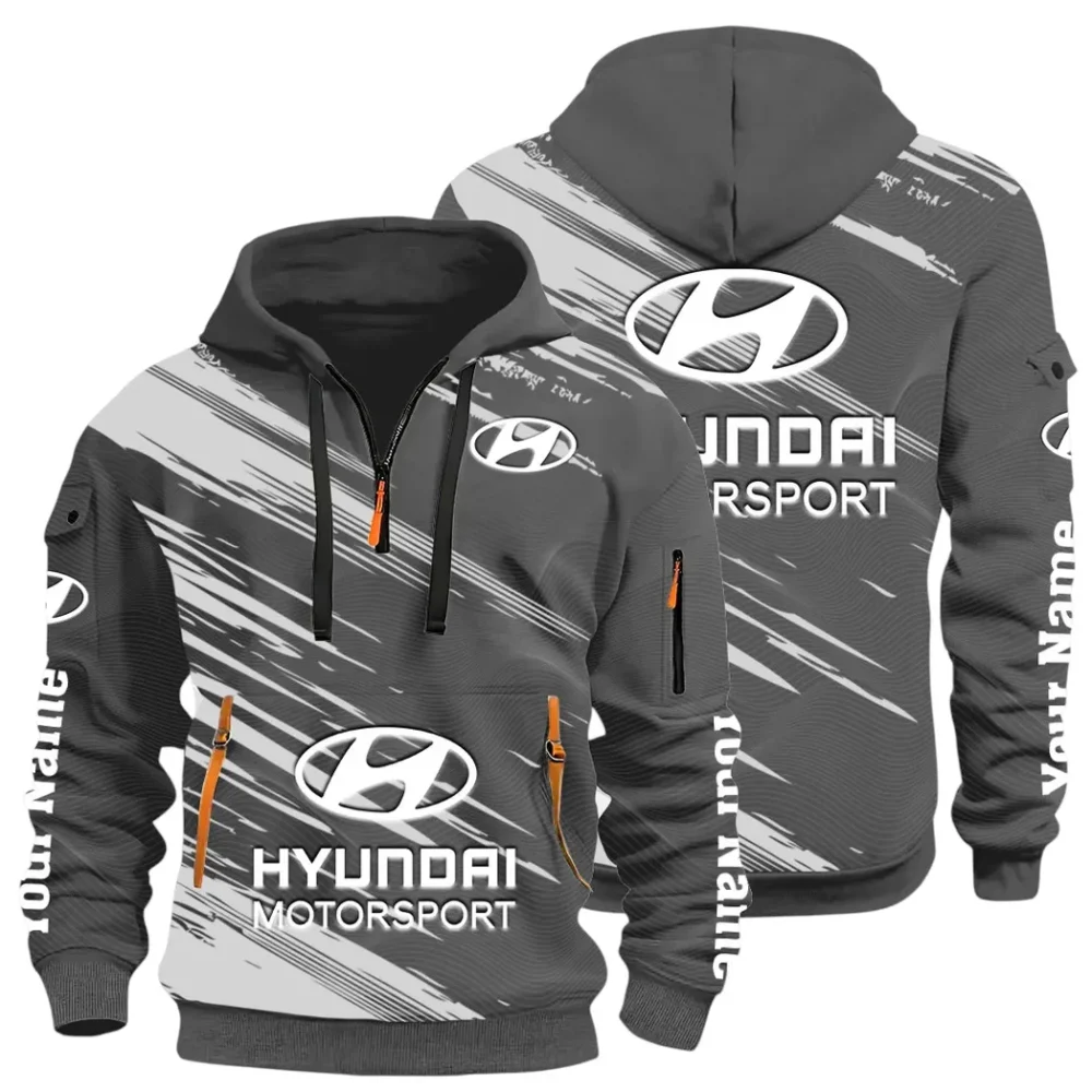 Sedan Hoodie Half Zip 3D, Streetwear Casual Look Outfit CAR514 - Dark Gray