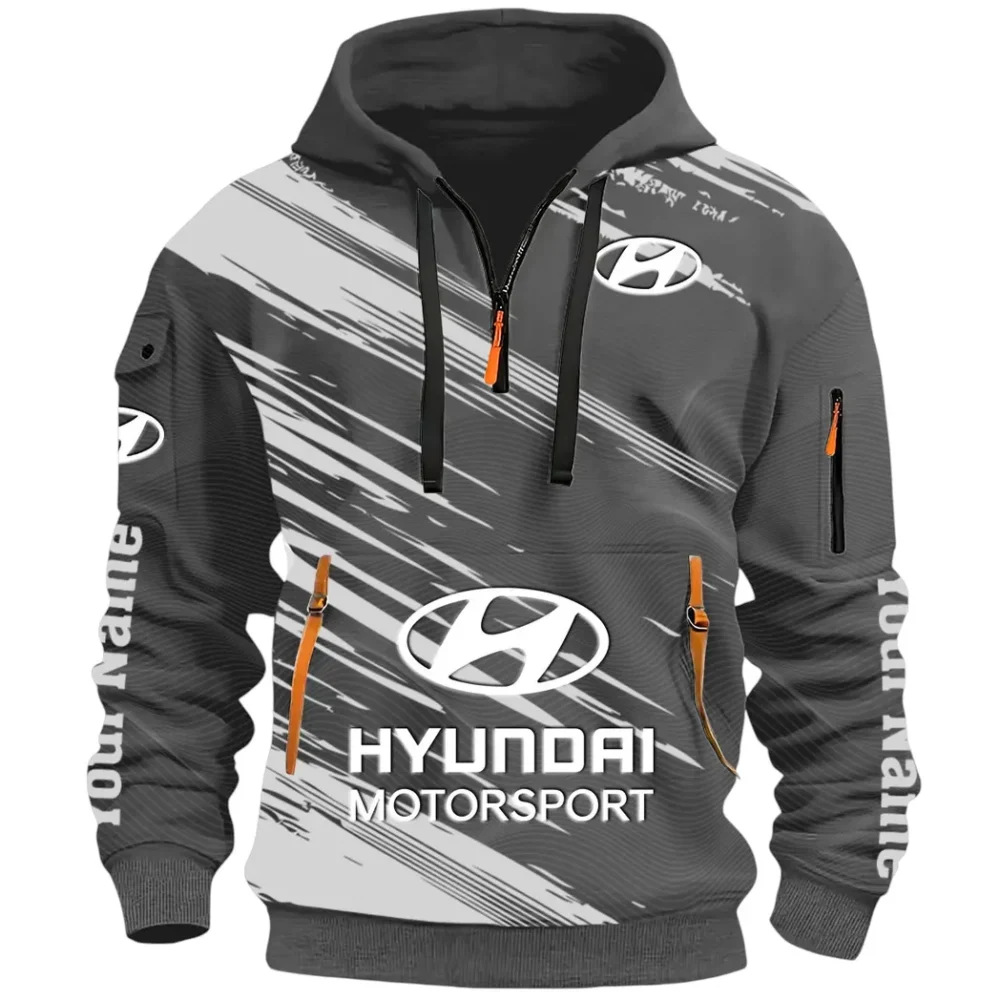 Sedan Hoodie Half Zip 3D, Streetwear Casual Look Outfit CAR514 - Dark Gray - Image 2
