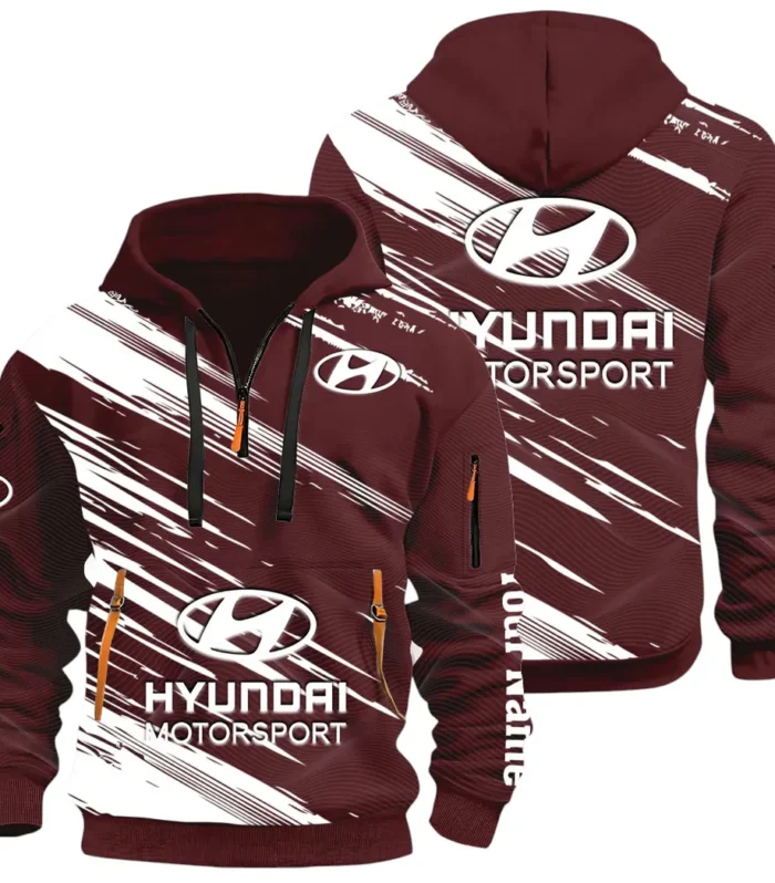 Sedan Hoodie Half Zip 3D, Streetwear Casual Look Outfit CAR514 - Dark Red
