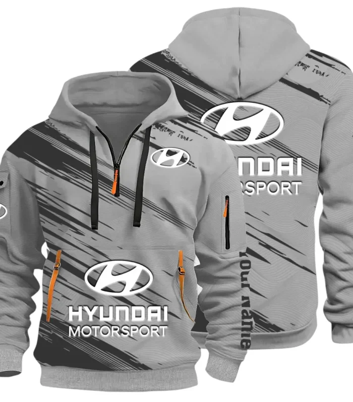 Sedan Hoodie Half Zip 3D, Streetwear Casual Look Outfit CAR514 - Gray