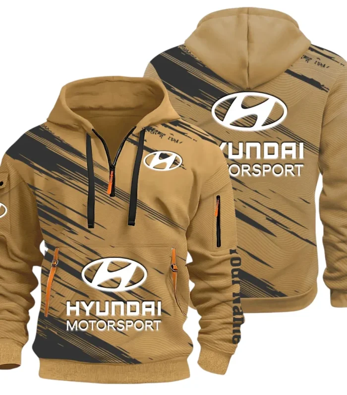 Sedan Hoodie Half Zip 3D, Streetwear Casual Look Outfit CAR514 - Khaki