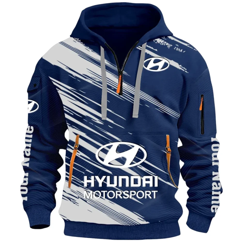 Sedan Hoodie Half Zip 3D, Streetwear Casual Look Outfit CAR514 - Navy - Image 2