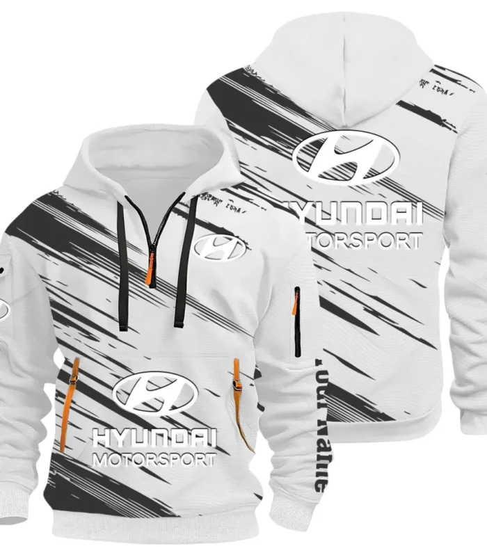 Sedan Hoodie Half Zip 3D, Streetwear Casual Look Outfit CAR514 - White