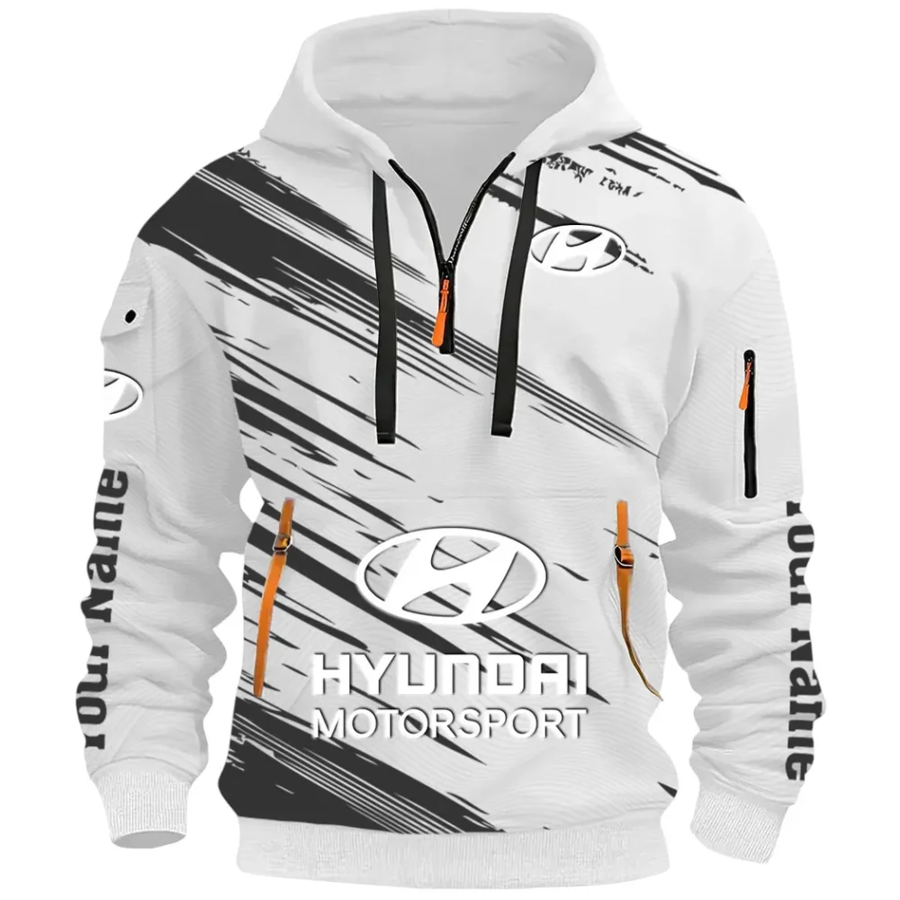 Sedan Hoodie Half Zip 3D, Streetwear Casual Look Outfit CAR514 - White - Image 2